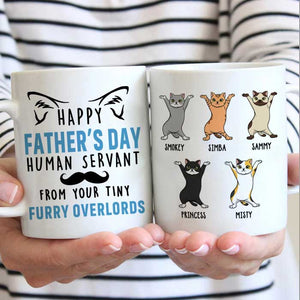 Happy Father's Day From Your Tiny Furry Overlord - Gift for Dad, Funny Personalized Cat Dad Mug.