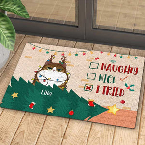 On The Naughty List - We Regret Nothing - Personalized Decorative Mat.