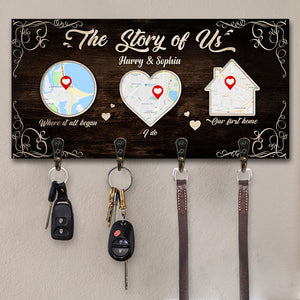 The Story Of Us - Personalized Key Hanger, Key Holder - Gift For Couples, Husband Wife