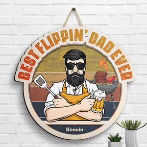 Best Flipping Dad Ever - Personalized Shaped Wood Sign - Gift For Dad