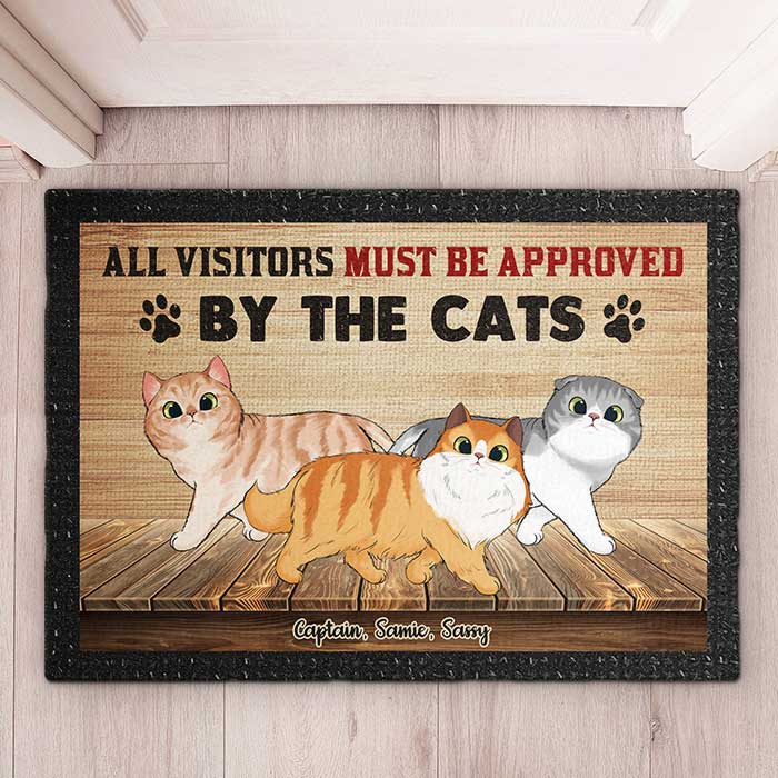 Keep In Mind When Visiting The House Cartoon Cat Welcome Doormats