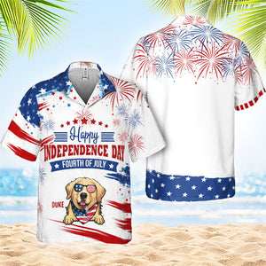 Happy Fourth Of July - Personalized Hawaiian Shirt - Gift For Dad, Gift For Pet Lovers