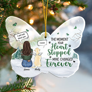 The Moment Your Heart Stopped, Mine Changed Forever - Personalized Custom Butterfly Shaped Acrylic Christmas Ornament - Memorial Gift, Sympathy Gift, Christmas Gift