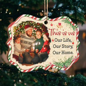 Our Life Our Story Our Home - Personalized Custom Benelux Shaped Wood Christmas Ornament, Personalized Portrait Family Photo, Custom Photo Ornament - Upload Image, Gift For Family, Christmas Gift