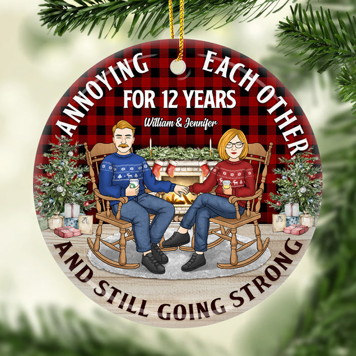 Annoying Each Other - Personalized Custom Round Shaped Ceramic Christmas Ornament - Gift For Couple, Husband Wife, Anniversary, Engagement, Wedding, Marriage Gift, Christmas Gift