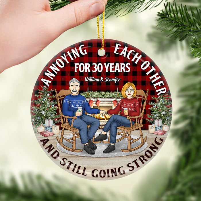 Annoying Each Other - Personalized Custom Round Shaped Ceramic Christmas Ornament - Gift For Couple, Husband Wife, Anniversary, Engagement, Wedding, Marriage Gift, Christmas Gift