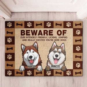 Beware Of Our Intensely - Personalized Decorative Mat - Gift For Dog Lovers, Dog Owners, Dog Gift, Gift For Pet Lovers
