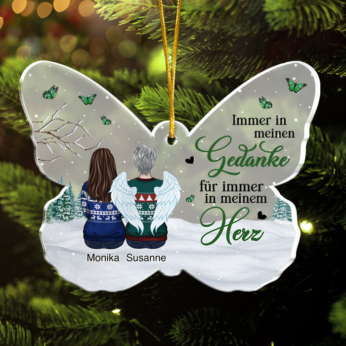 Deine Flügel waren bereit, aber mein Herz war nicht - Ornement de Noël en acrylique personnalisé allemand en forme de papillon - Cadeau commémoratif, cadeau de sympathie, cadeau de Noël