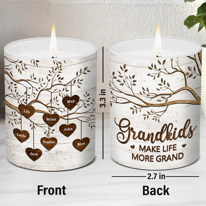 Grandkids Make Life More Grand - Family Personalized Custom Smokeless Scented Candle - Gift For Grandma, Grandpa