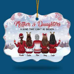 Mother And Daughters A Bond That Can’t Be Broken - Family Personalized Custom Ornament - Acrylic Benelux Shaped - Christmas Gift For Daughter From Mother