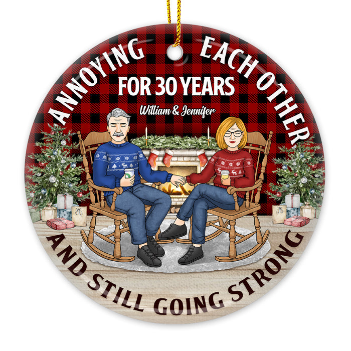 Annoying Each Other - Personalized Custom Round Shaped Ceramic Christmas Ornament - Gift For Couple, Husband Wife, Anniversary, Engagement, Wedding, Marriage Gift, Christmas Gift