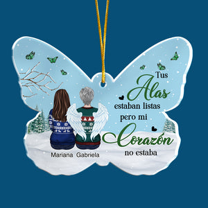 Tus alas estaban listas pero mi corazón no estaba - Spanish Personalized Custom Butterfly Shaped Acrylic Christmas Ornament - Memorial Gift, Sympathy Gift, Christmas Gift