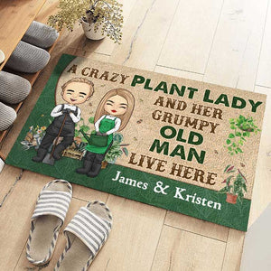 A Crazy Plant Lady - Personalized Decorative Mat - Gift For Couples, Husband Wife