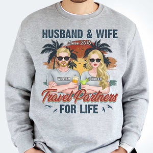 Husband And Wife Travel Partners Since Year - Personalized Unisex T-shirt, Hoodie, Sweatshirt - Gift For Couple, Husband Wife, Anniversary, Engagement, Wedding, Marriage Gift