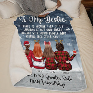 Here's Another Year Bonding Together - Bestie Personalized Custom Blanket - Christmas Gift For Best Friends, BFF, Sisters