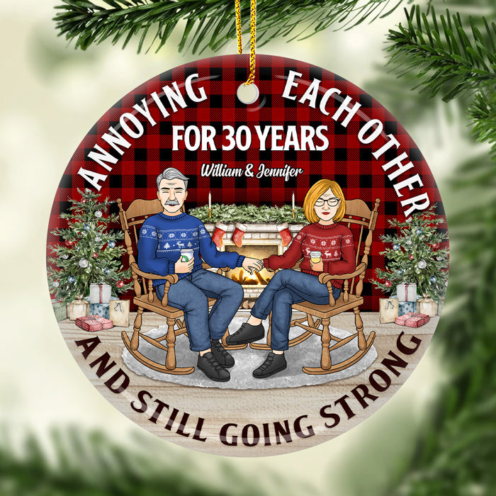 Annoying Each Other - Personalized Custom Round Shaped Ceramic Christmas Ornament - Gift For Couple, Husband Wife, Anniversary, Engagement, Wedding, Marriage Gift, Christmas Gift