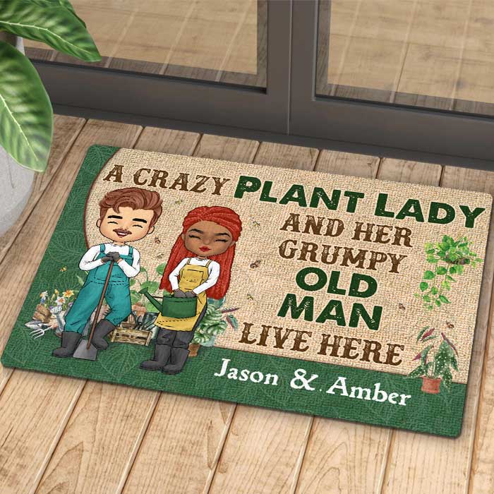 A Crazy Plant Lady - Personalized Decorative Mat - Gift For Couples, Husband Wife