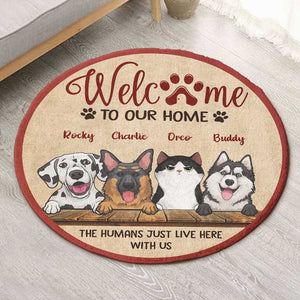 Welcome To Our Home - Gift For Pet Lovers, Personalized Decorative Round Rug.