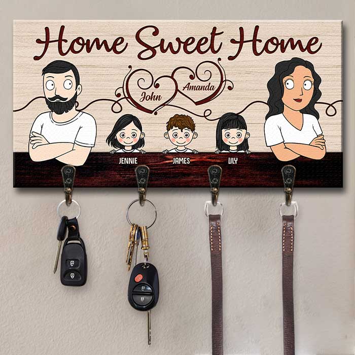 Home Sweet Home - Personalized Key Hanger, Key Holder - Gift for