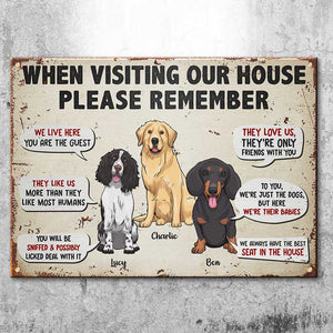 Remember These Rules When Visiting Our House - Gift For Dog Lovers, Personalized Metal Sign.