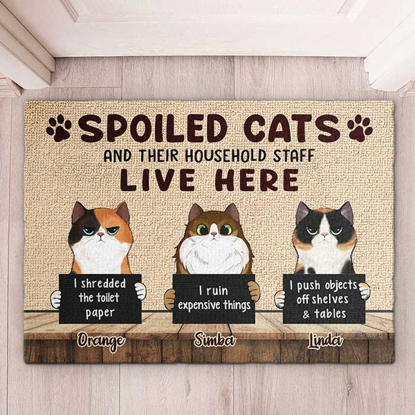 Bless international Scaredy Cats Are Welcome Kitchen Mat