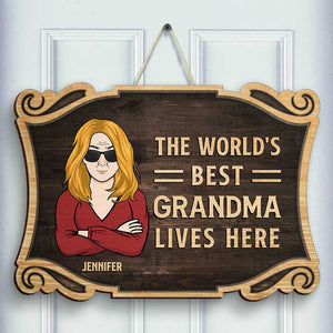 The World's Best Grandparents Live Here - Personalized Shaped Door Sign.