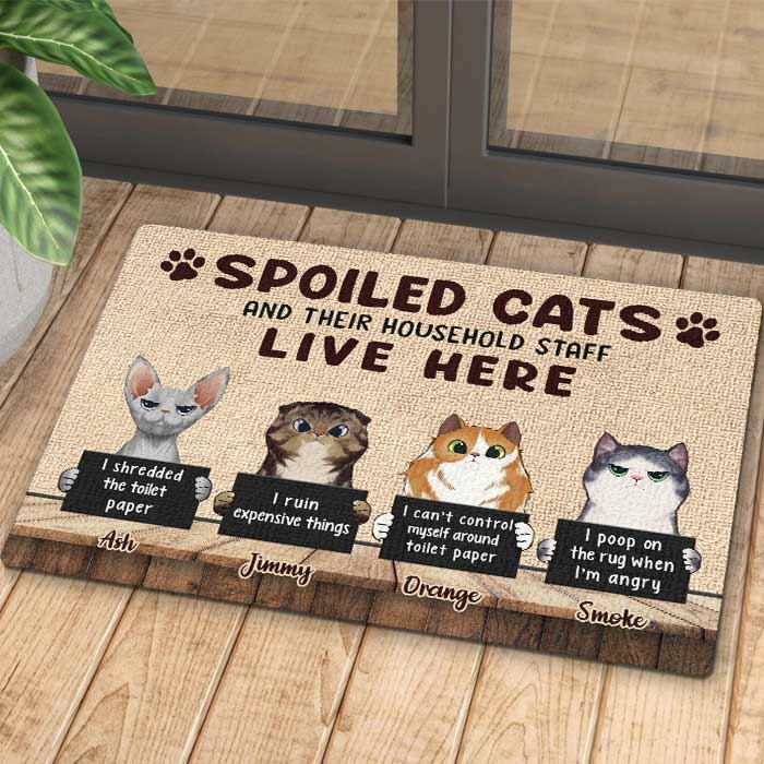  Spoiled Rotten Tuxedo Cat Floor Mat- Anti-Slip Pet