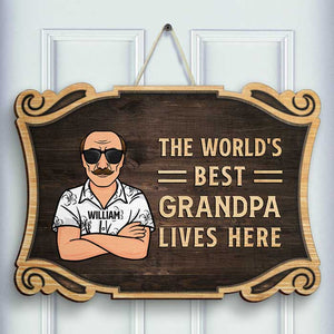 The World's Best Grandparents Live Here - Personalized Shaped Door Sign.