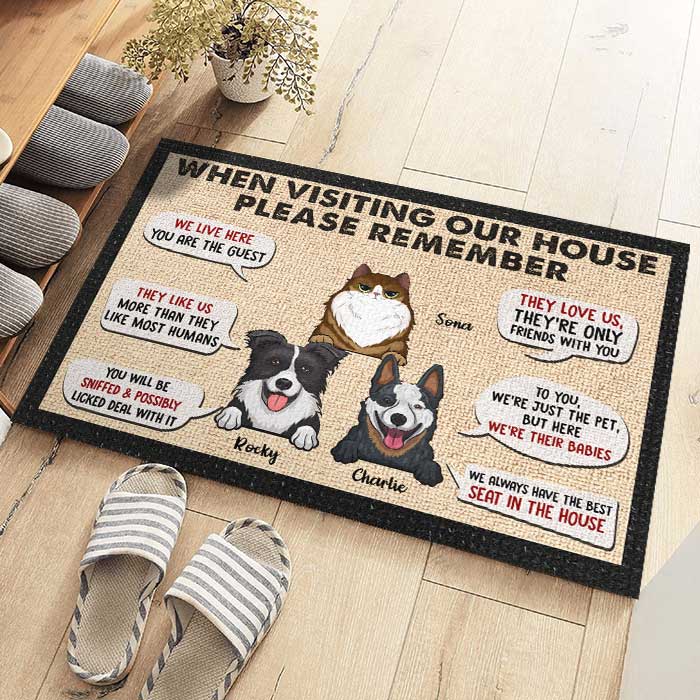 Dogs' Rules When Visiting Our House - Personalized Decorative Mat