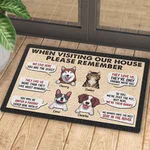Remember These Rules When Visiting Our House - Personalized Decorative Mat.
