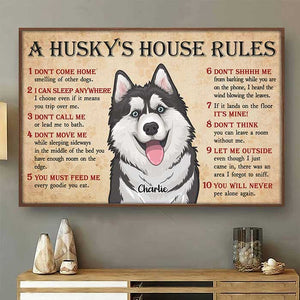 The Dog's Funny House Rules - Gift For Dog Lovers, Personalized Horizontal Poster.