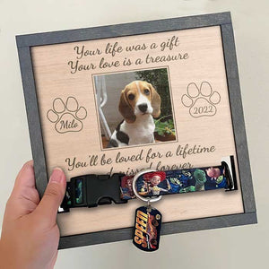 Your Love Is A Treasure - Upload Image, Personalized Memorial Pet Loss Sign (9x9 inches).