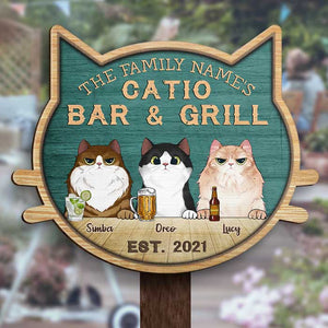 Welcome To The Catio - Gift For Cat Lovers, Personalized Shaped Wood Sign.