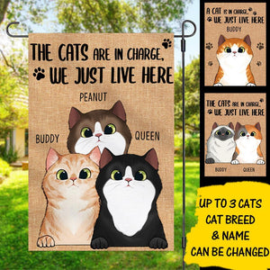 The Cats Are In Charged - Funny Personalized Cat Garden Flag.