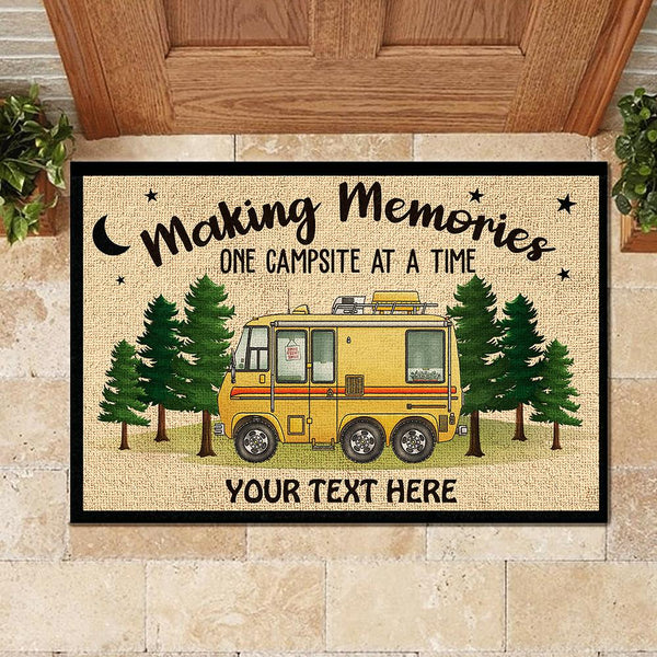 Personalized Camper Doormat Our Happy Place Custom Camping Door