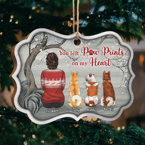 You Left Paw Prints On My Heart - Personalized Custom Benelux Shaped Wood Christmas Ornament - Memorial Gift, Sympathy Gift, Christmas Gift