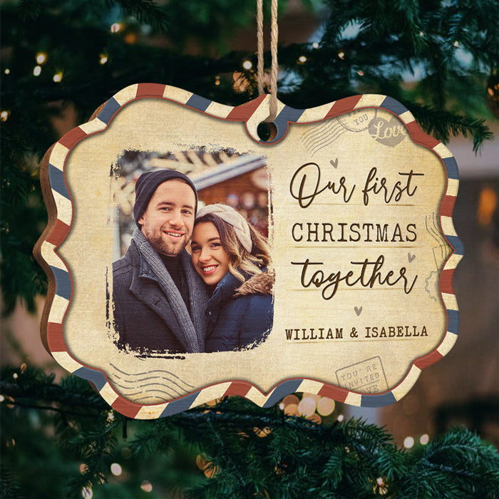 Notre premier Noël ensemble - Décoration de Noël personnalisée en bois avec photo en forme de Benelux - Télécharger une image, cadeau pour couple, mari et femme, anniversaire, fiançailles, mariage, cadeau de mariage, cadeau de Noël