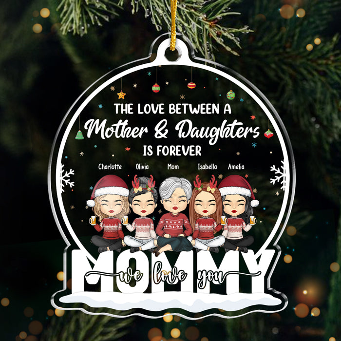 Mother & Daughters Best Friends Forever From The Heart - Family Personalized Custom Ornament - Acrylic Snow Globe Shaped - Christmas Gift For Daughter From Mother