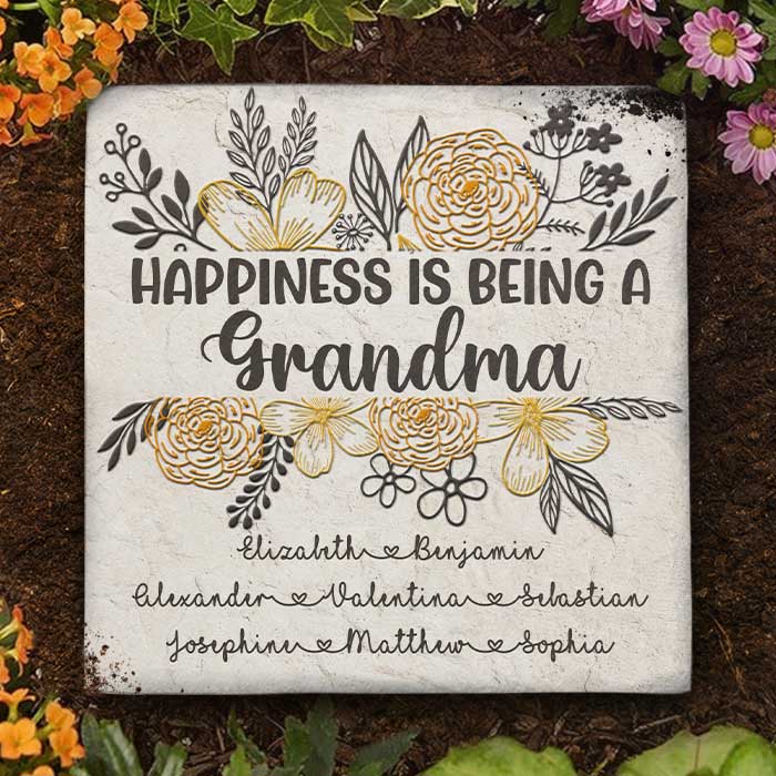 Happiness Is Being Grandma - Personalized Garden Stone - Gift For Grandma, Grandparents