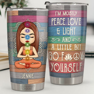 Peace Love & Light - Personalized Tumbler - Gift For Yoga Lovers