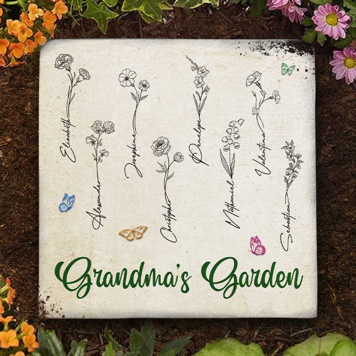 Grandma's Flower Garden - Personalized Garden Stone - Gift For Grandma, Grandparents