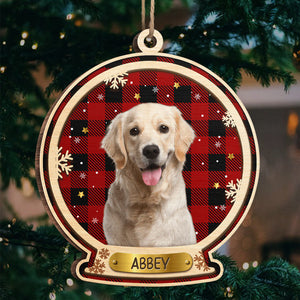 Here Comes Santa Paws - Personalized Custom Round Shaped Wood Photo Christmas Ornament - Upload Image, Gift For Pet Lovers, Christmas Gift