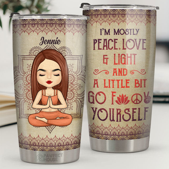 I'm Mostly Peace Love And Light - Personalized Yoga Mug