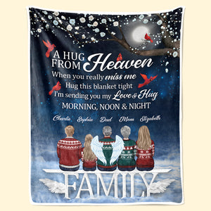 I'm Sending You My Love & Hugs - Memorial Personalized Custom Blanket - Sympathy Gift, Christmas Gift For Family Members