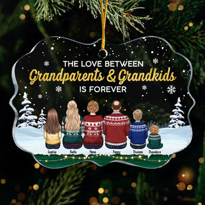 The Love Between Grandparents & Grandkids Is Forever - Personalized Custom Benelux Shaped Acrylic Christmas Ornament - Gift For Grandparents, Gift For Family, Christmas Gift