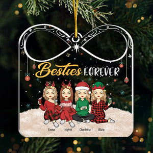 Besties Forever Always Together - Bestie Personalized Custom Ornament - Acrylic Gift Box Shaped - Christmas Gift For Best Friends, BFF, Sisters