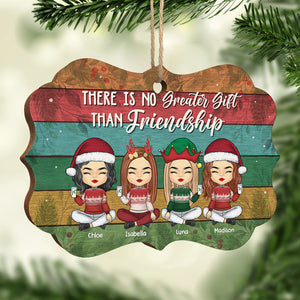 Friendship Is The Greatest Christmas Gift Ever - Personalized Custom Benelux Shaped Wood Christmas Ornament - Gift For Bestie, Best Friend, Sister, Birthday Gift For Bestie And Friend, Christmas Gift