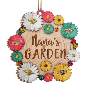 Grandma's Flower Garden - Personalized Custom Wood Shaped Christmas Ornament - Gift For Grandma, Grandparents, Christmas Gift