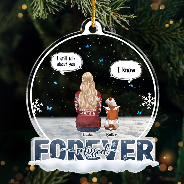 I Miss You More Each Day - Memorial Personalized Custom Ornament - Acrylic Snow Globe Shaped - Sympathy Gift, Christmas Gift For Pet Owners, Pet Lovers
