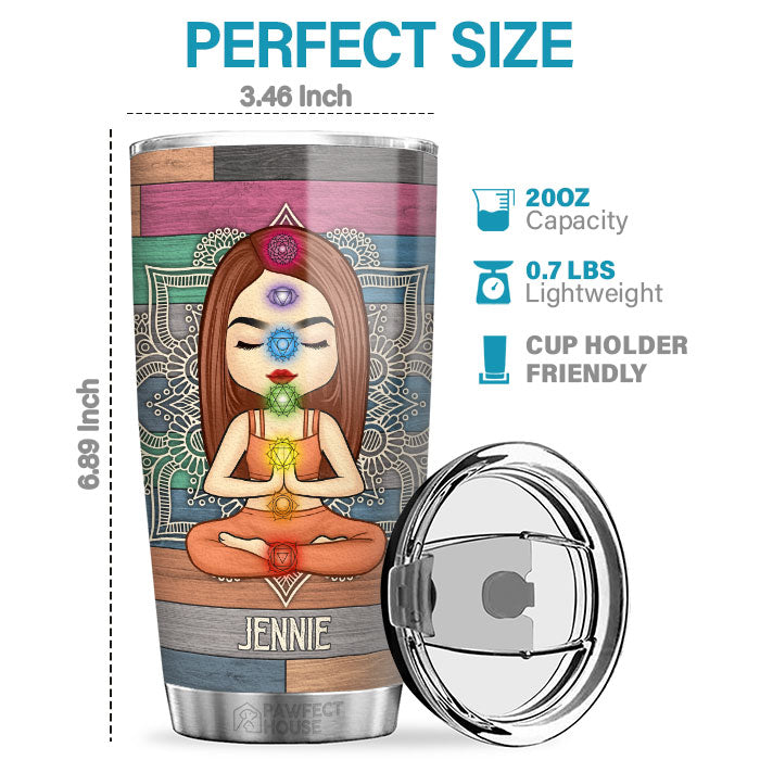 Customized Name Yoga Gives You Superpower Tumbler Cup, Laser